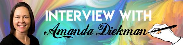 Image of Amanda Diekman and the text "Interview with Amanda Diekman" with an illustration of a hand writing her last name