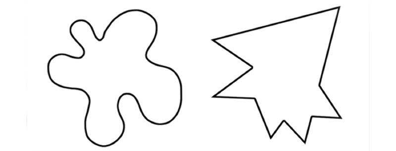amoeba shaped on left image irregular polygon on right