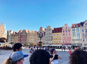 People in Wroclaw Town square