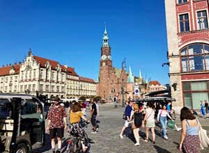 People in Wroclaw Town square
