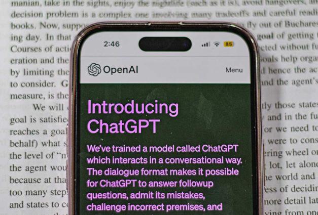 Iphone displaying ChatGPT homepage