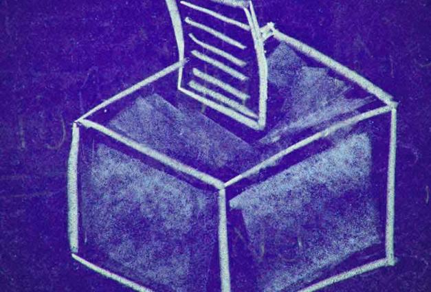 illustration of ballot in voting box