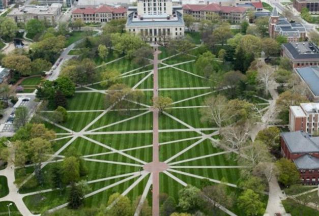 Aerial photo of the Ohio State University campus