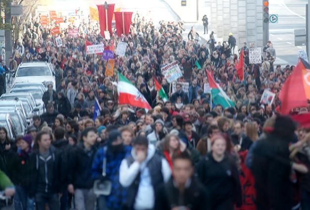 Image of Middle Eastern protest through the streets
