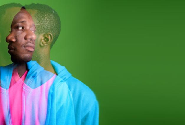 Double exposure photo of young Black man