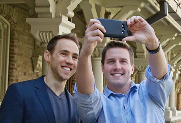 Selfie time: Nicholas Rule, associate professor and Canada Research Chair in Social Perception and Cognition at U of T with postdoctoral researcher, Daniel Re