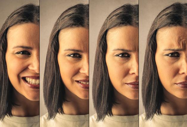 Image of woman showing multiple expressions