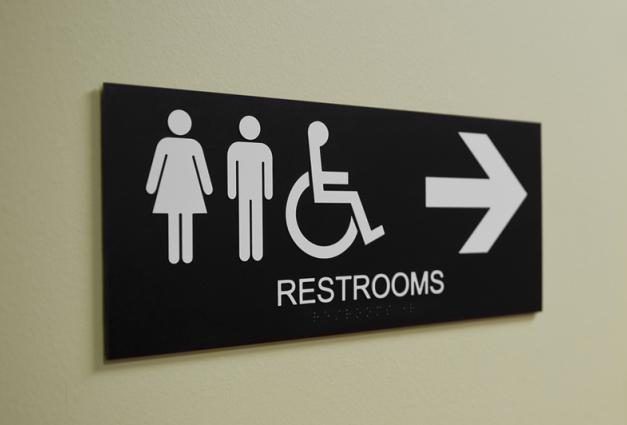 Image of bathroom sign with male, female, handicapped icons